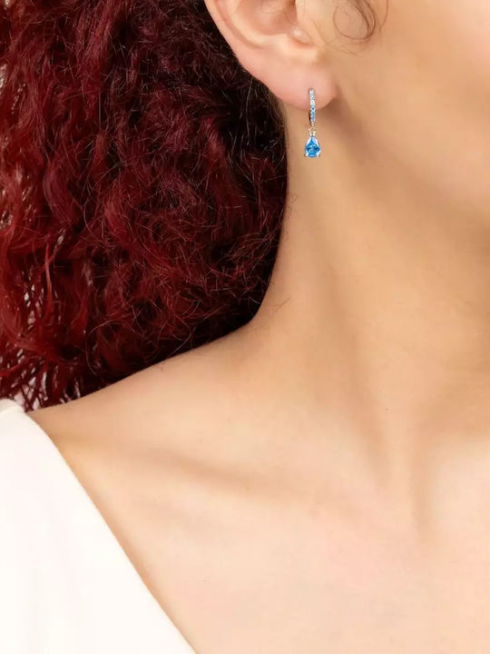 Earrings Hoops made of Silver with Stones