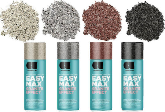 Cosmos Lac Σπρέι Βαφής Easy Max Granite Effect Ακρυλικό Σαγρέ Φινίρισμα Γρανίτη Πέτρας 400ml 933 Μαυρο
