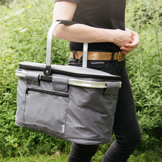 Navaris Insulated Picnic Basket with Folding Handle 27lt in Black Color