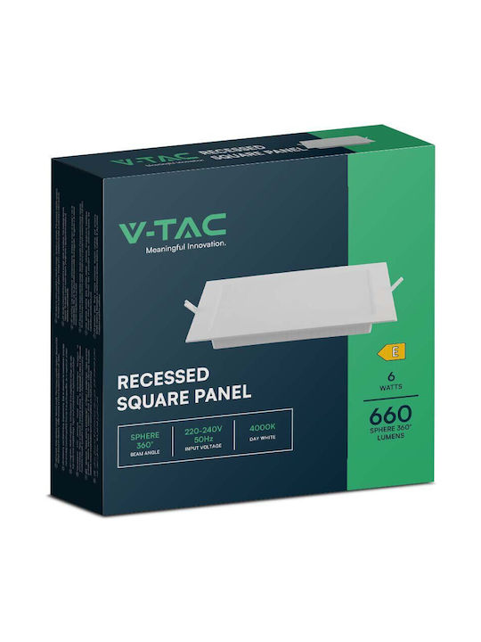 V-TAC Правоъгълена Металик Вграден Спот с Вградено LED Бял 1бр