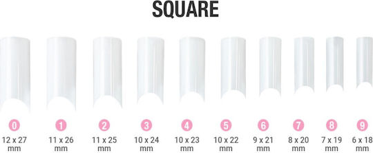 100 Square Tips Νυχιών Εγκοπή Κασετίνα Clear