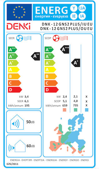 Denki Genesis 2 Plus Κλιματιστικό Inverter 12000 BTU A++/A+ με Ιονιστή και WiFi