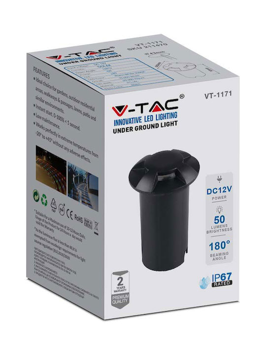 V-TAC V-TAC Outdoor Floor Lamp Spot LED 1W with Warm White Light IP67 Black