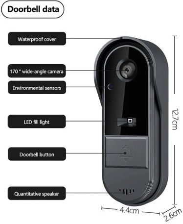 1080p Video Intercom System 4.3” Wide Angle 170° Hd Screen Intercom Support Night Vision Waterproof Protection Gray Anthracite