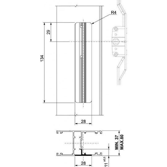 Giesse Recessed Square Inline Thin Lock 02760