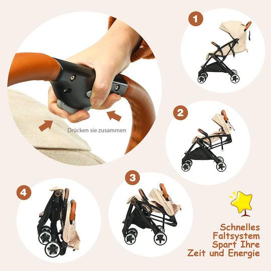 Costway Baby Stroller Suitable for Newborn Beige 7kg