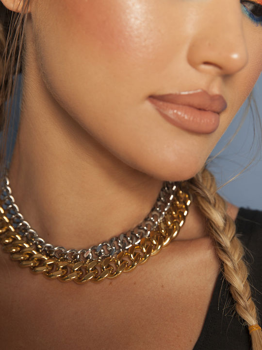 Ghetto Chain Neck Cuban made of Stainless Steel Gold-plated Wide Thickness 15mm
