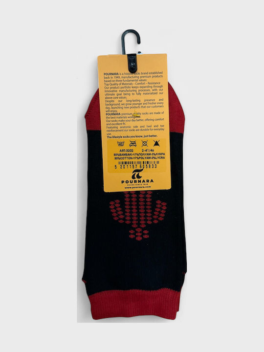 Pournara Men's Patterned Socks Blue With Red