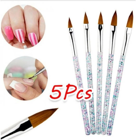Set Nail Brushes Nail Art Acrylic Design 5 Dimensions