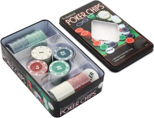 Set von 100 nummerierten Pokerchips 50mm / 4gr in Metallische Box