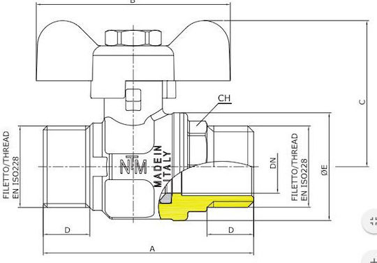 Ball Valve 1/2" Ntm Butterfly Male-Female