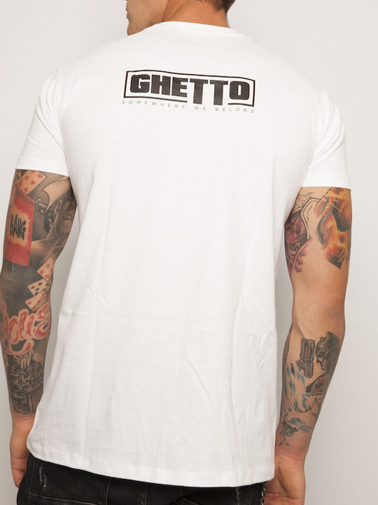 Tricou Alb Ghetto Black Mask Bărbați