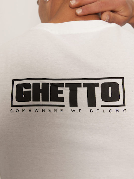 Tricou Alb Ghetto Black Mask Bărbați