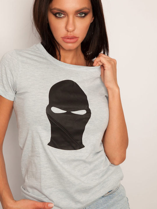 Ghetto Black Mask Gray T-shirt Women's