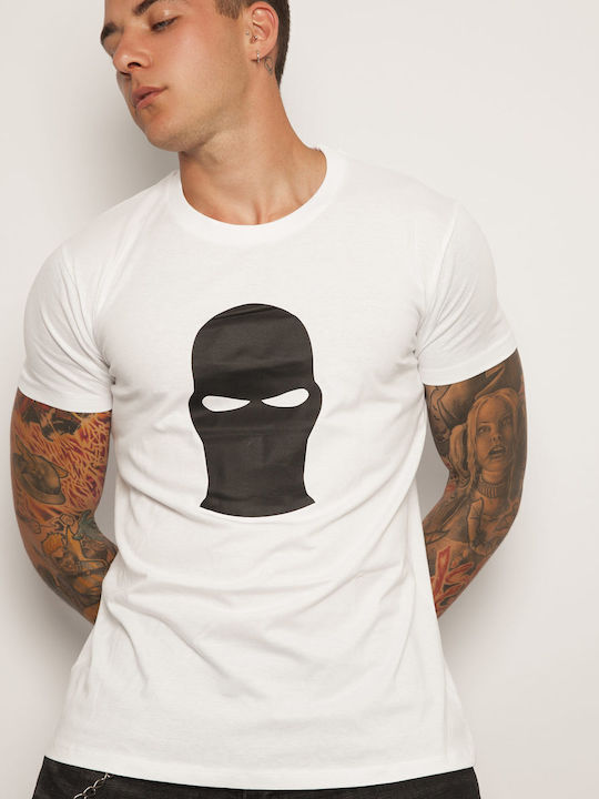 Tricou Alb Ghetto Black Mask Bărbați