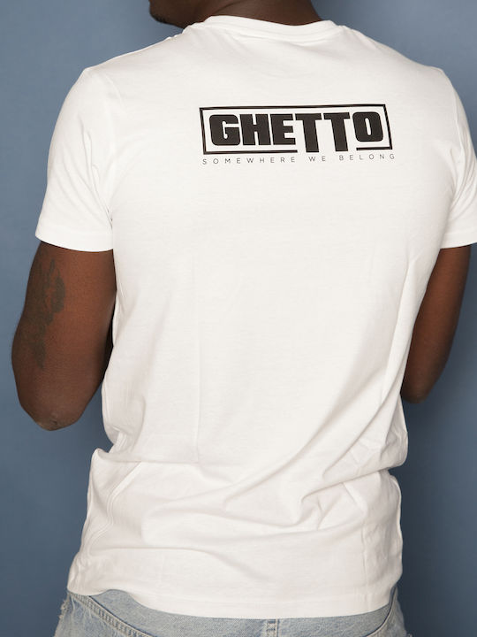 Tricou Alb Ghetto Black Mask Bărbați