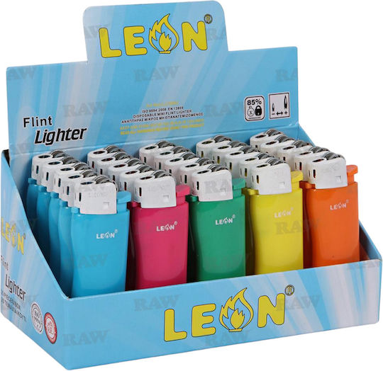 Leon Rainbow Colours Wave Mini 170003 Αναπτήρας Φλόγας 25τμχ (Διάφορα Χρώματα)