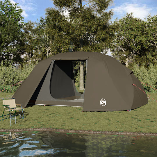 vidaXL Camping Tent Tunnel Brown with Double Cloth for 7 People 514x465x187cm