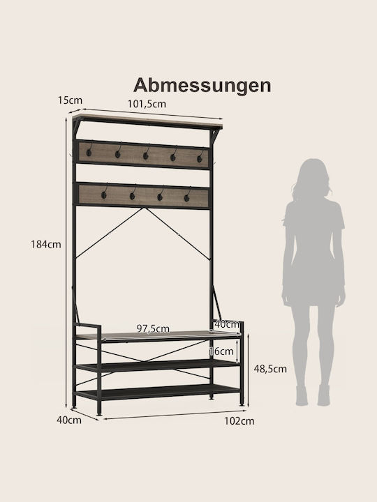 Costway Kleiderständer Gray 102x40x184cm