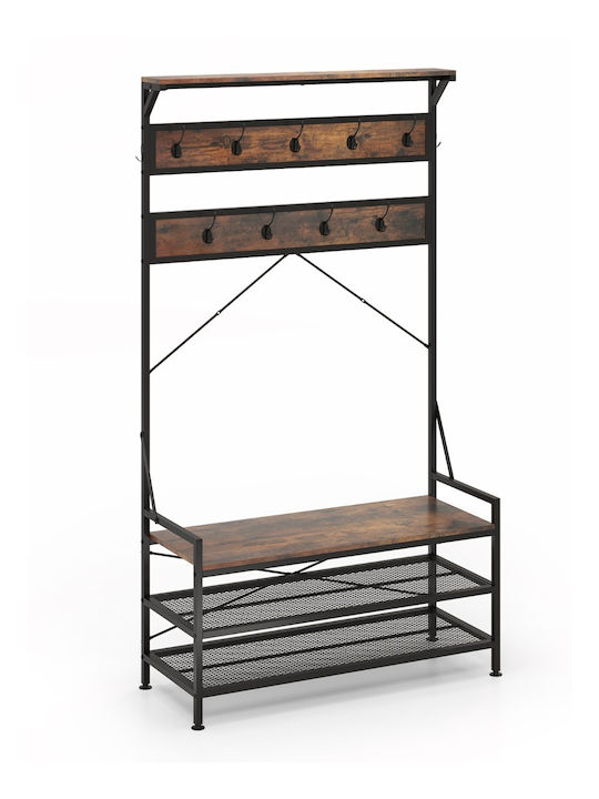 Costway Floor Garment Rack made of Metal Brown 102x40x184cm