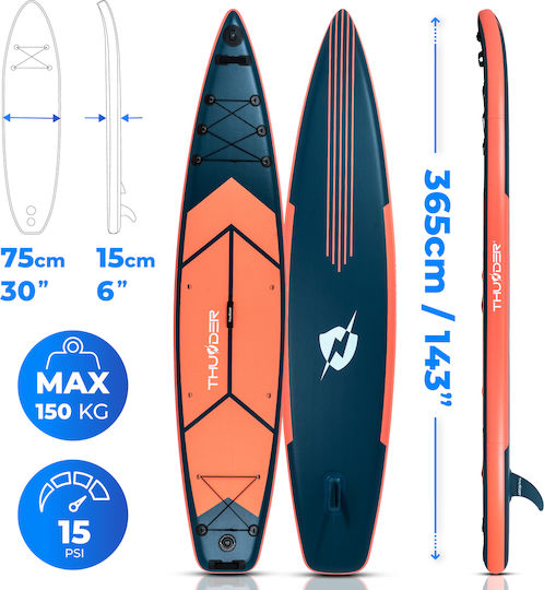 Thunder MISTY Φουσκωτή Σανίδα SUP / Kayak με Μήκος 3.65m Μπλε