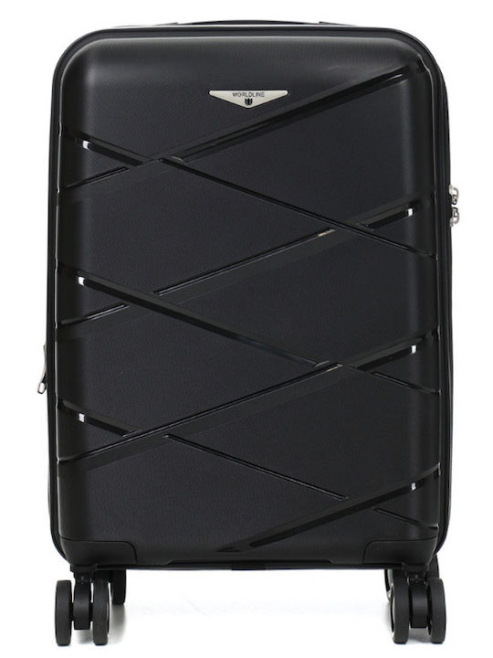 WORLDLINE Kabinenreisekoffer Hartschalen Black mit 4 Räder Höhe 55cm