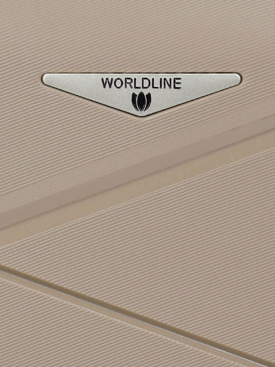 WORLDLINE Βαλίτσα Ταξιδίου Καμπίνας Σκληρή Σαμπανί με 4 Ρόδες Ύψους 55εκ.