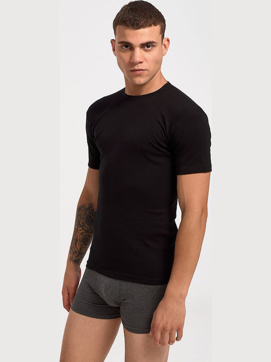 Tricou De Corp Pentru Bărbați Moutakis Soft Mâneca Scurtă 1100 Negru Negru