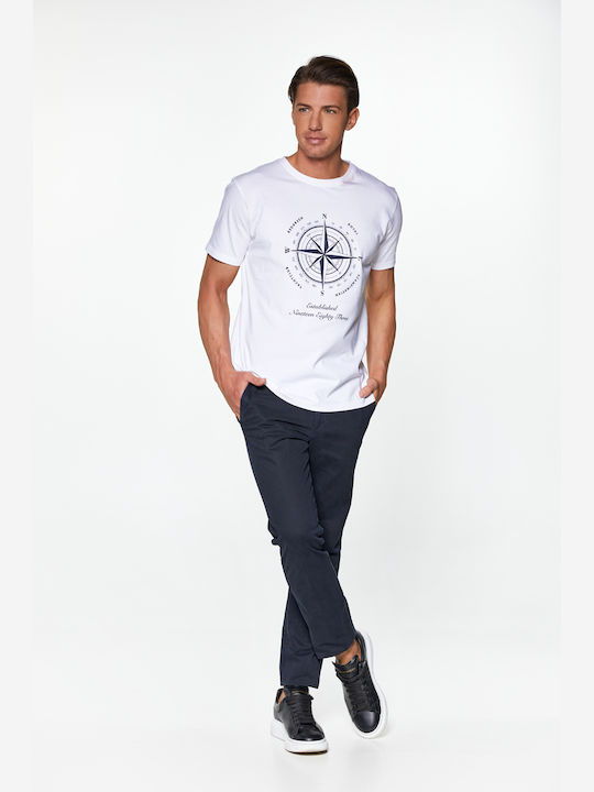 Tricou Redgreen Cu Imprimeu Compass Alb