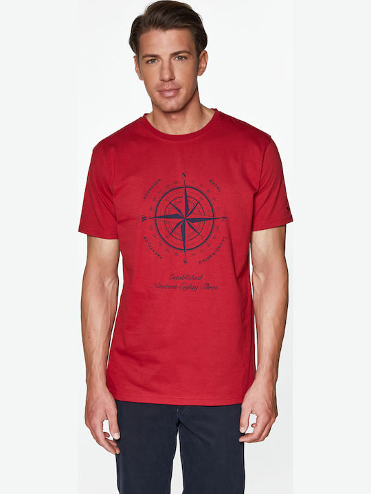 Tricou Redgreen Cu Imprimeu Compass Roșu