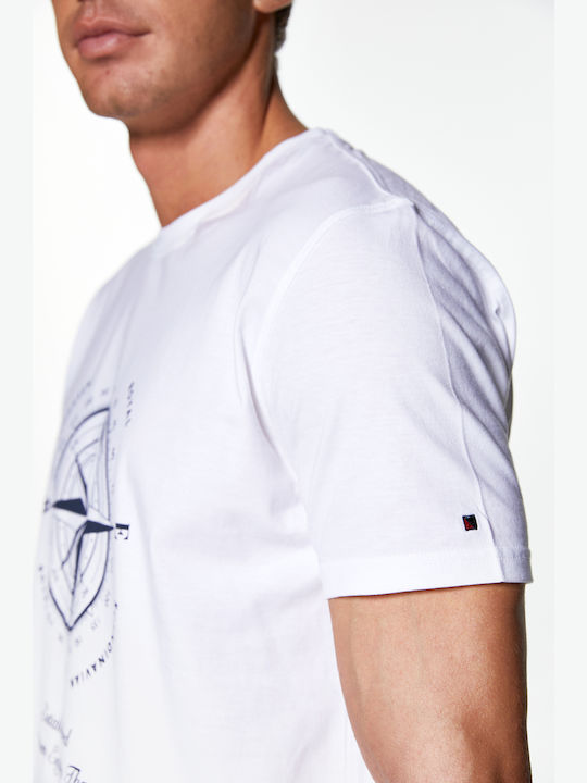 Tricou Redgreen Cu Imprimeu Compass Alb