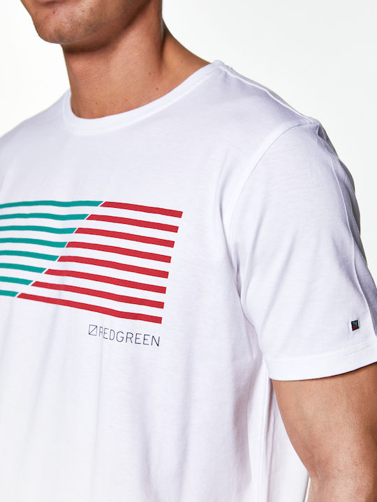 Redgreen T-shirt Τύπωμα Color Lines Λευκό