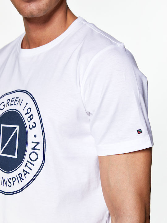 Redgreen T-shirt Τύπωμα Coastal Inspiration Λευκό
