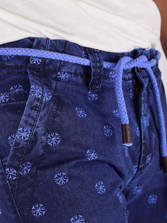 Dstrezzed Shorts 100% Cotton Side Pockets & Small Patterns Slim Fit Dst515043117 Sky Blue
