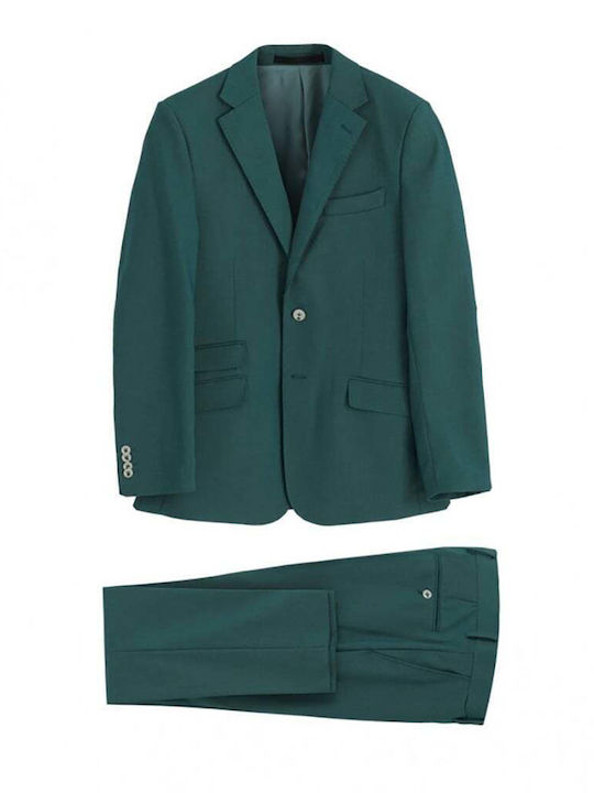 Puroego Suit Green Two-Button Jacket External Pockets Trousers Regular Fit 57267 211.03