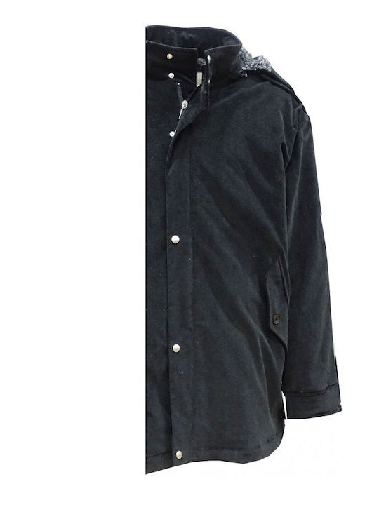Blue Lake Parkas Montgomery Herrenmantel Marineblau Suet Schwarz