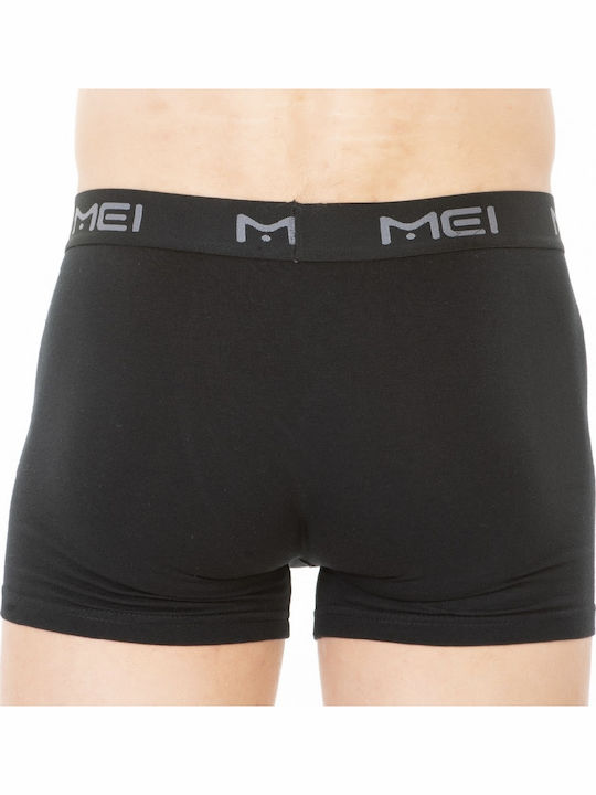 Men's Boxer Mei Black Cotton Wide External Waistband