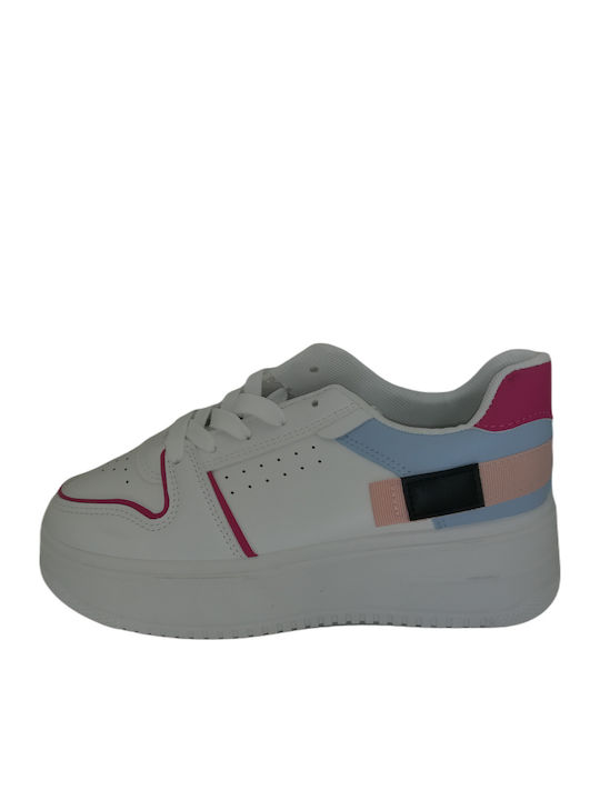 Olympic Stores Ly431 Γυναικεία Flatforms Sneakers Λευκό Ροζ