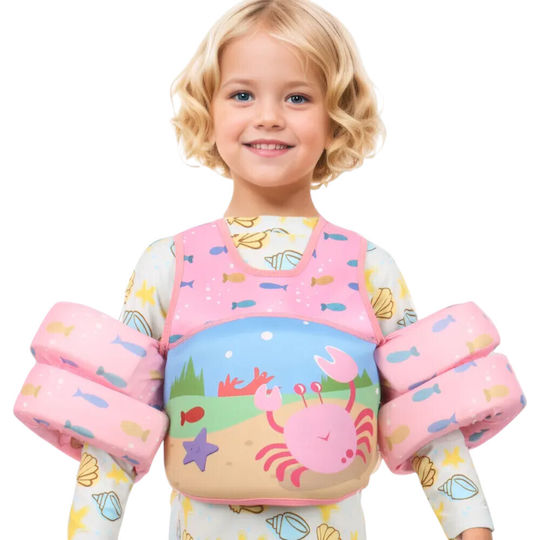 Pink Crab Kids' Neoprene Swimming Vest Sleeves 1-6 Years Queen Mother