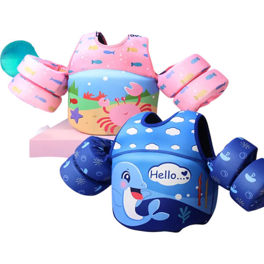 Pink Crab Kids' Neoprene Swimming Vest Sleeves 1-6 Years Queen Mother