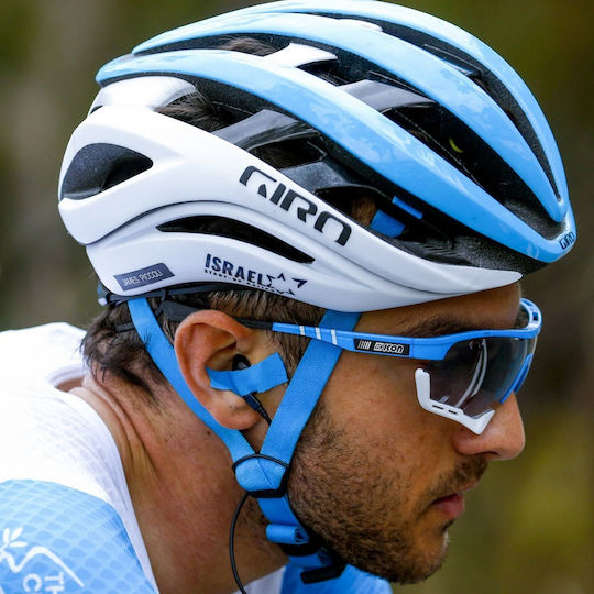 Cycling Glasses Scicon Aerotech XL Israel Start-Up Nation Limited Edition Cyan Frame Multilaser Silver Lenses
