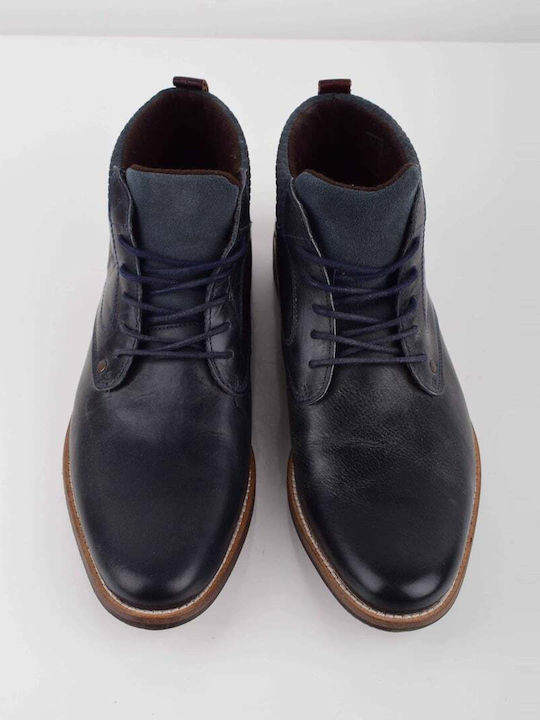 Giacomo Carlo Boot Blue 100% Leather Laces Regular Fit Js 4144.blue