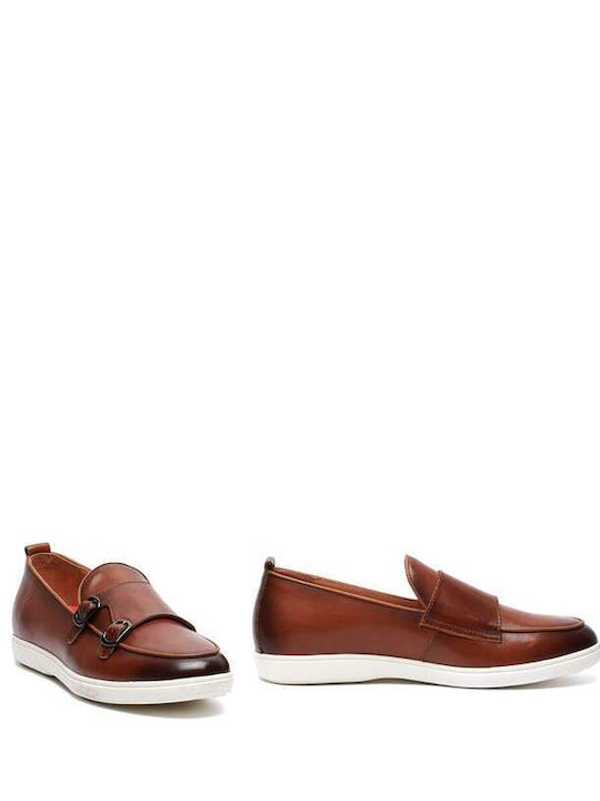 Versace 19.69 Herren Mokassins Braun 100% Leder Logo des Hauses auf der Seite Design Fasanen Schnürsenkel Normale Linie Yo T2802.tobacco