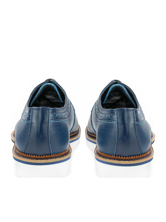 Herren Oxford Leder Schnürsenkel 430-553 Blaue Schuhe