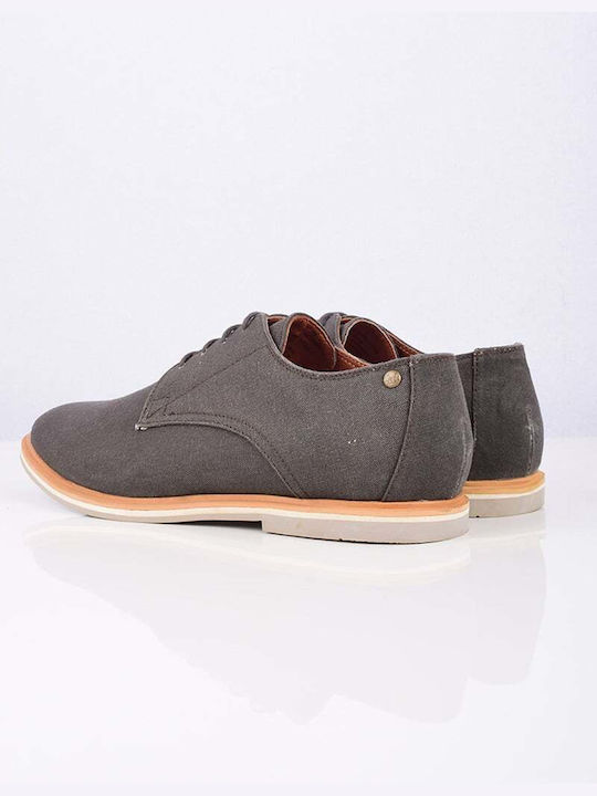 Frank Wright Lace-Up Shoe Gray Small Metallic Logo of the Brand on the Heel Regular Fit Mfw879.graphite Canvas