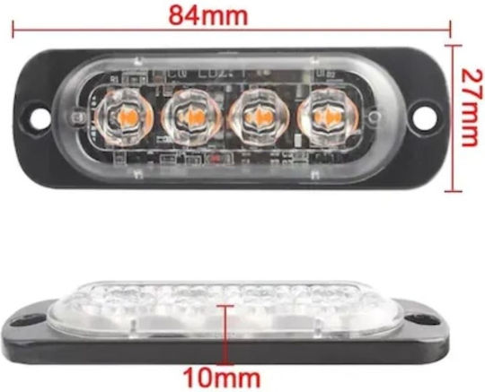 Set 2 Strobe Lights 4 Leds Yellow Warning Lights Jeep Off Road Atv Foxmag24