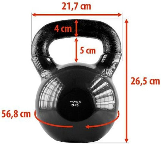Kettlebell Gusseisen Überzogen Vinyl Schwarz Hms Knv24