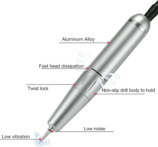 Manicure-pedicure Nail Drill Battery 15W Green with 30000 Rotations per Minute