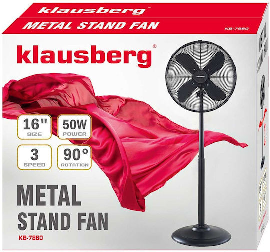Klausberg Pedestal Fan 50W Black