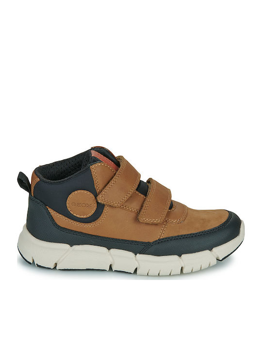 J Flexyper Παιδικά Sneakers High Ανατομικά με Σκρατς Καφέ